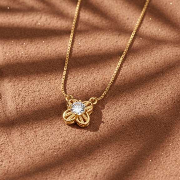 Openwork Clover Solitaire CZ Pendant | 925 Sterling Silver