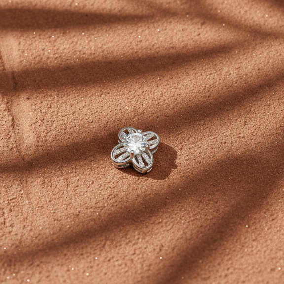 Openwork Clover Solitaire CZ Pendant | 925 Sterling Silver