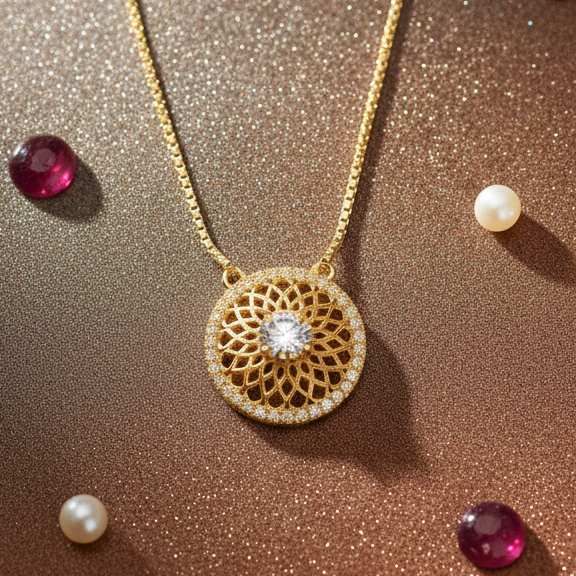 Filigree Mandala Halo CZ Pendant | 925 Sterling Silver