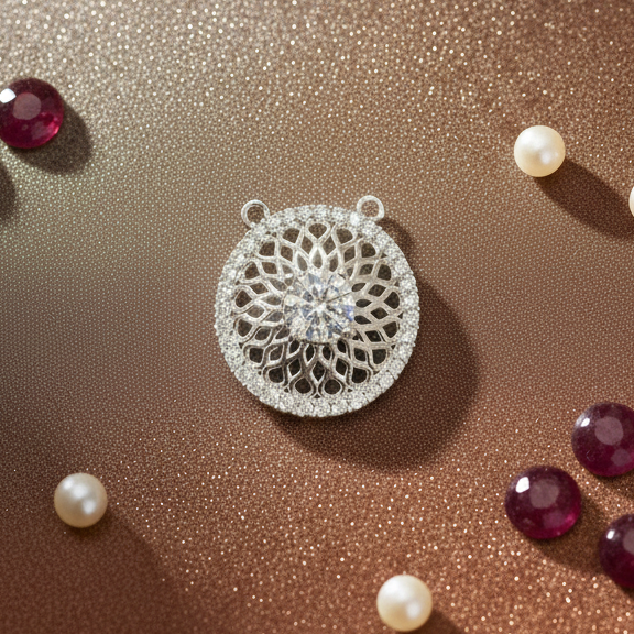 Filigree Mandala Halo CZ Pendant | 925 Sterling Silver