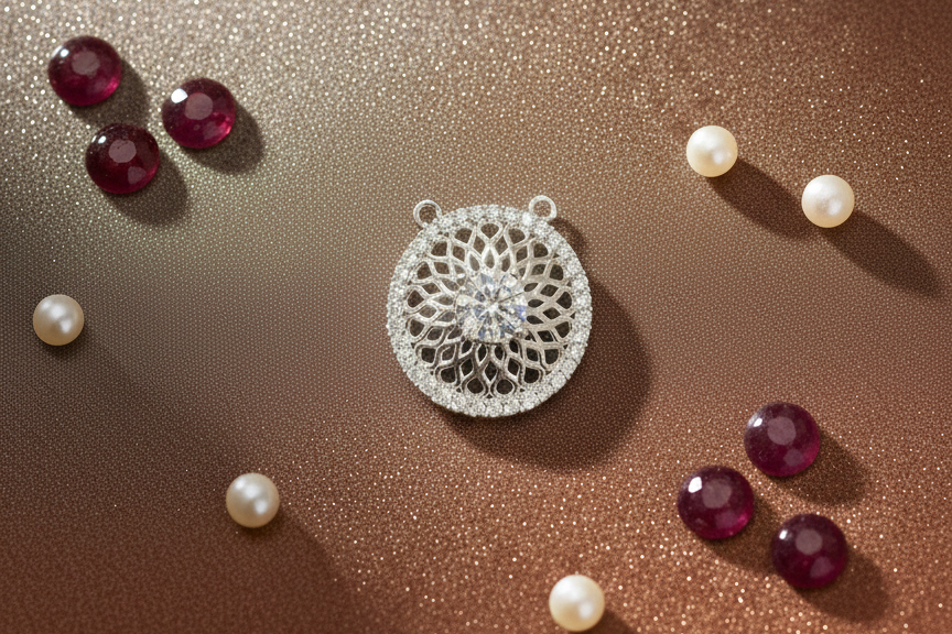 Filigree Mandala Halo CZ Pendant | 925 Sterling Silver