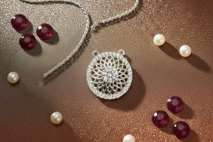 Filigree Mandala Halo CZ Pendant | 925 Sterling Silver