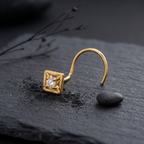 Tiny Geometric Square Nose Pin in 925 Sterling Silver