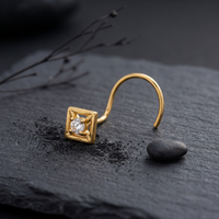 Tiny Geometric Square Nose Pin in 925 Sterling Silver