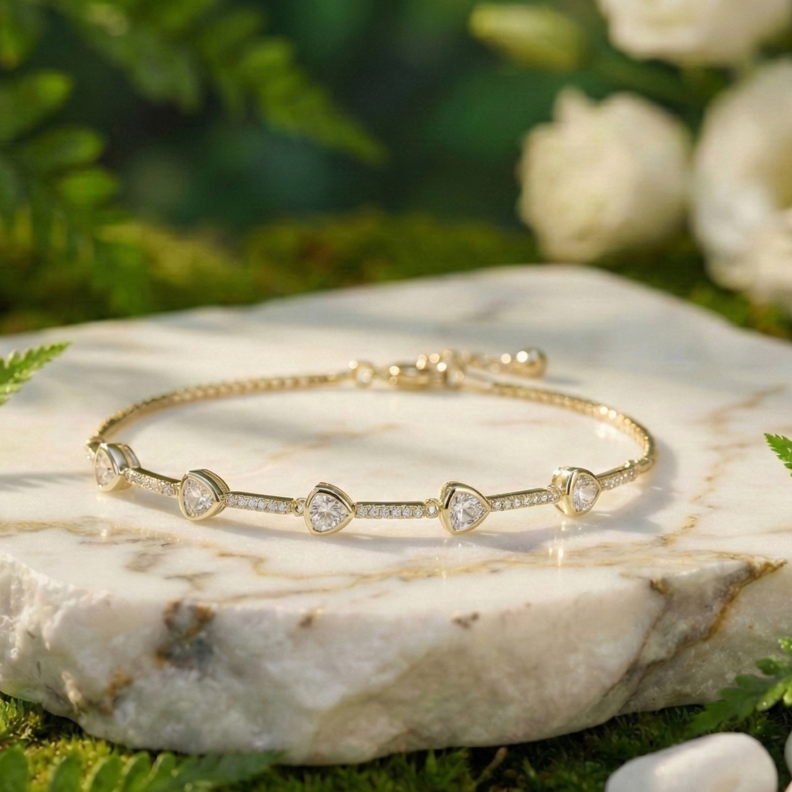 Modern Trillion Cut Tennis Bracelet in 925 Sterling Silver