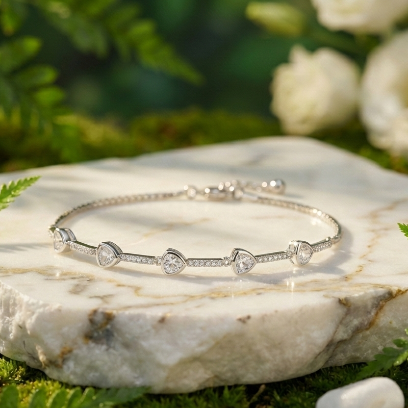 Modern Trillion Cut Tennis Bracelet in 925 Sterling Silver