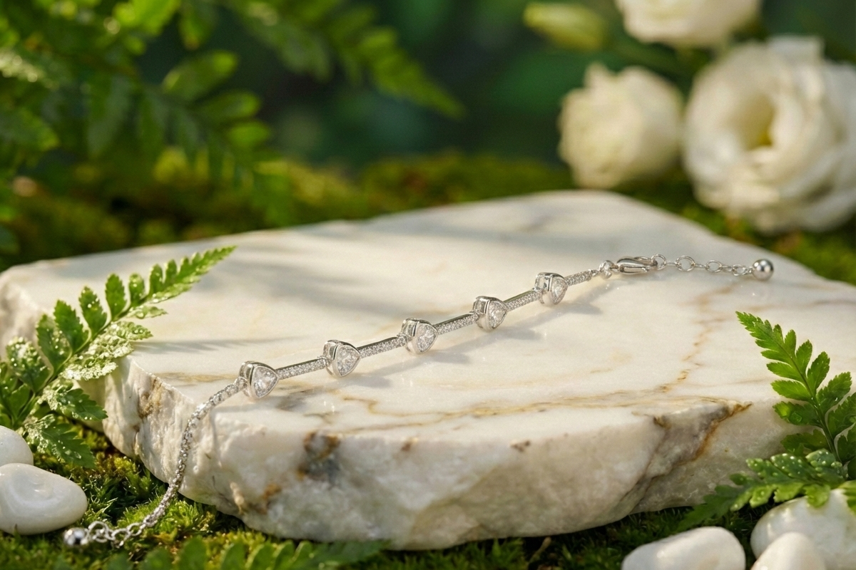 Modern Trillion Cut Tennis Bracelet in 925 Sterling Silver