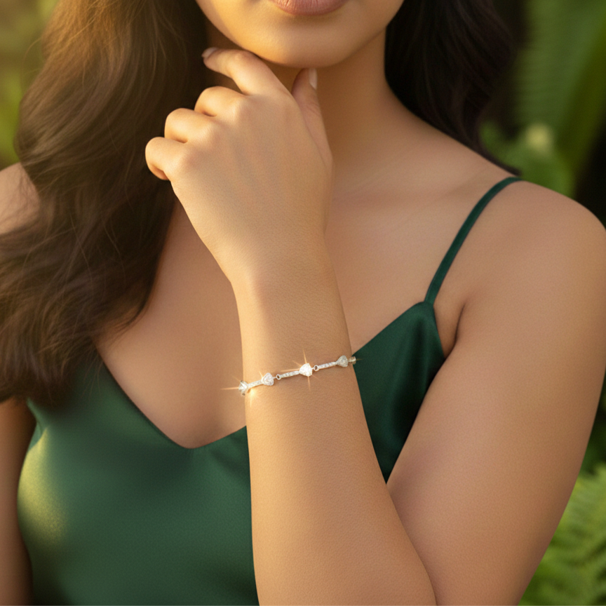 Modern Trillion Cut Tennis Bracelet in 925 Sterling Silver