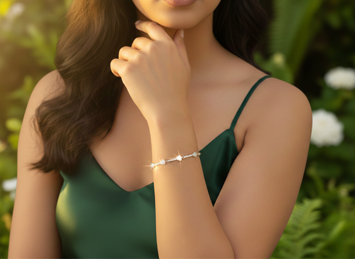 Modern Trillion Cut Tennis Bracelet in 925 Sterling Silver