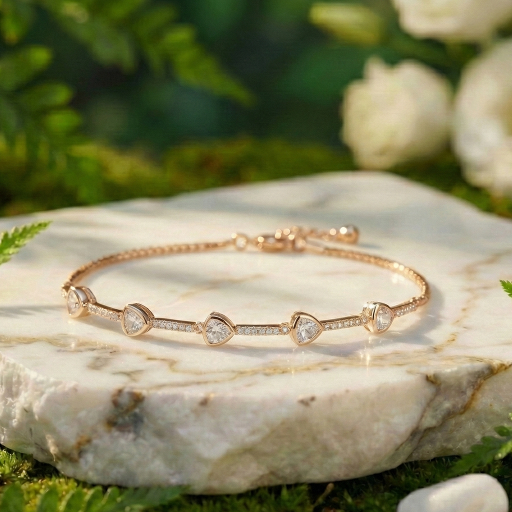 Modern Trillion Cut Tennis Bracelet in 925 Sterling Silver