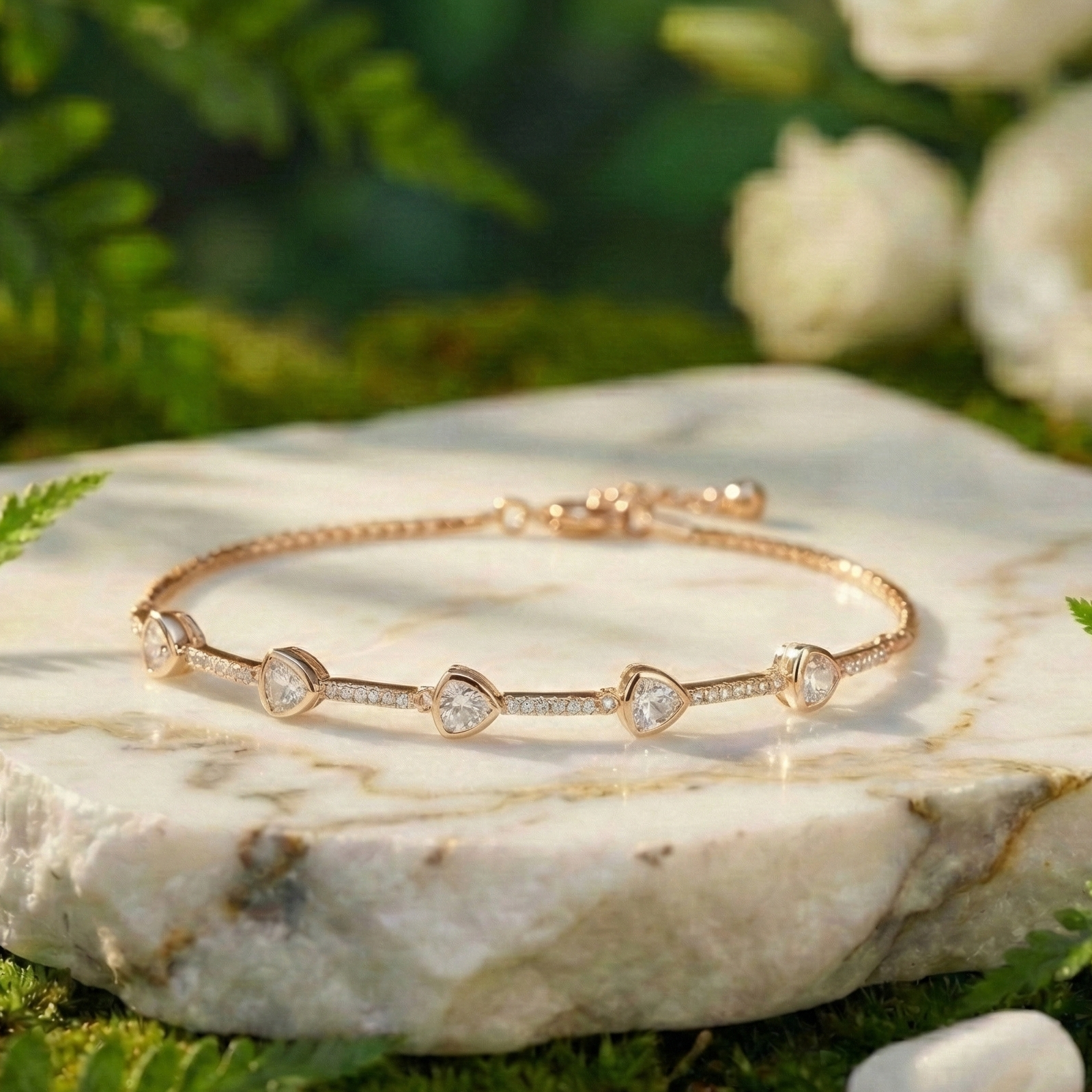 Modern Trillion Cut Tennis Bracelet in 925 Sterling Silver