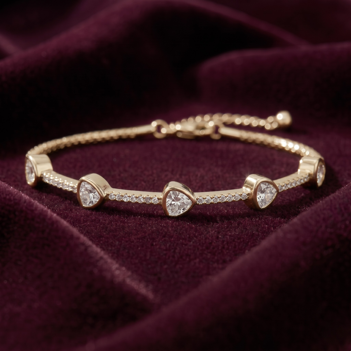 Modern Trillion Cut Tennis Bracelet in 925 Sterling Silver