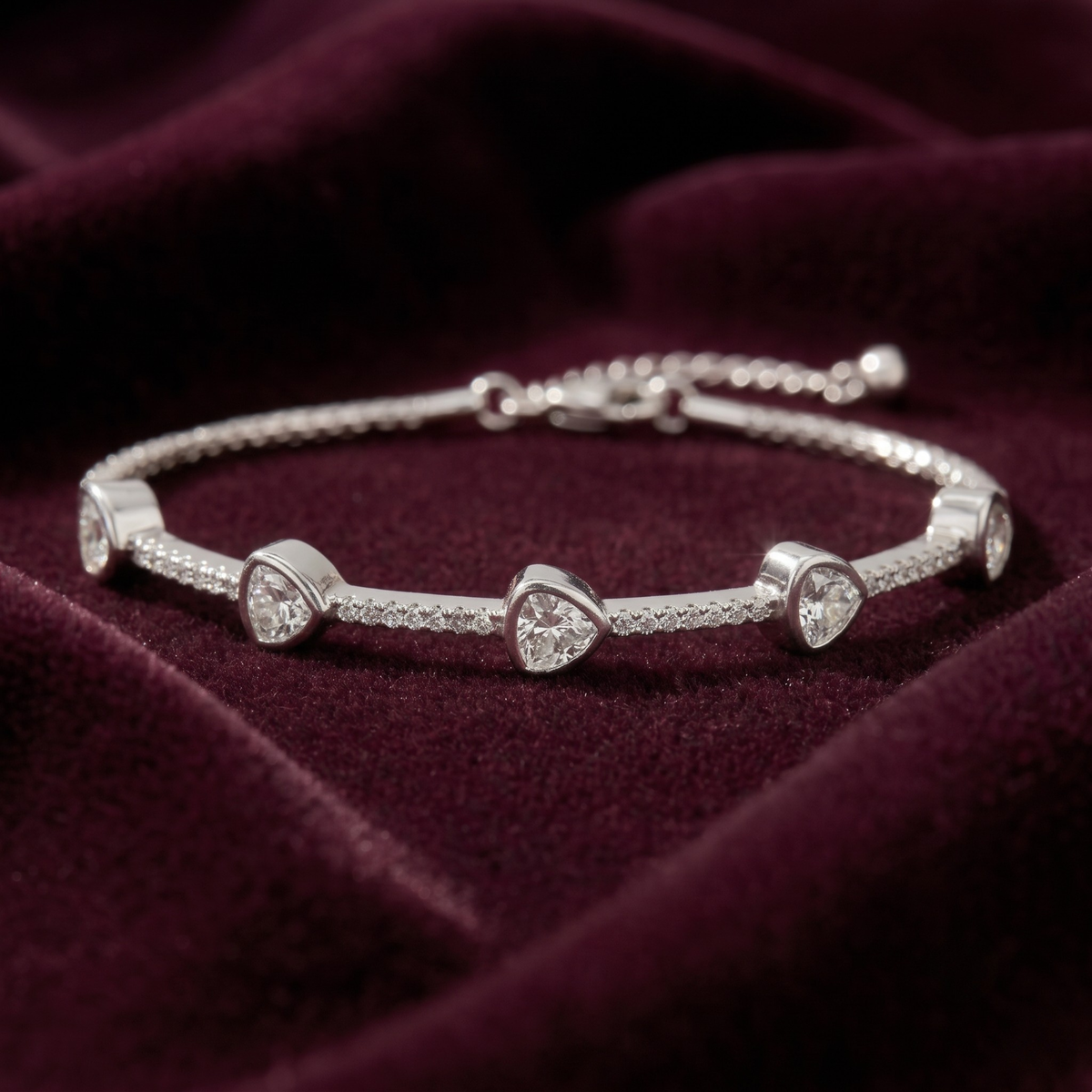 Modern Trillion Cut Tennis Bracelet in 925 Sterling Silver