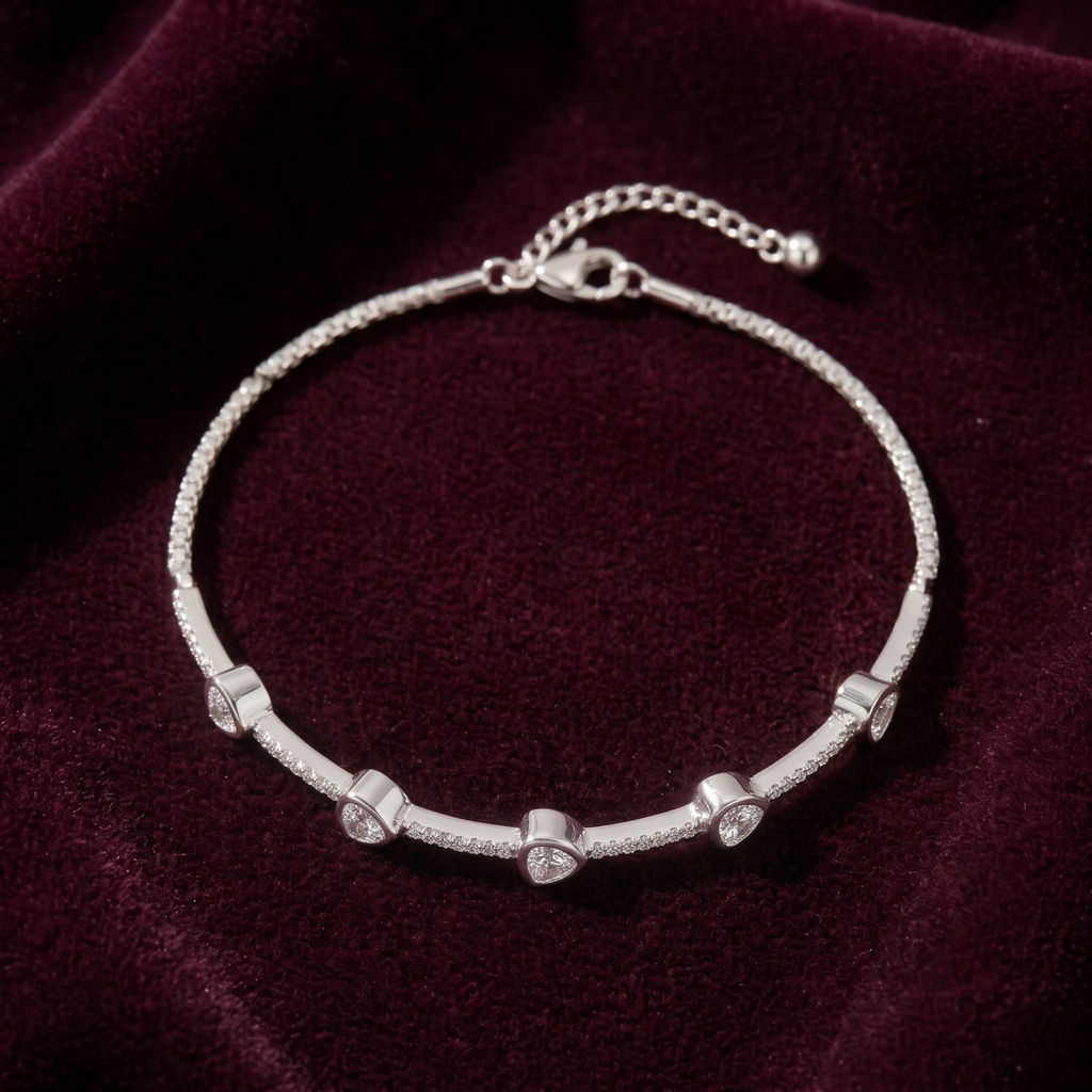 Modern Trillion Cut Tennis Bracelet in 925 Sterling Silver