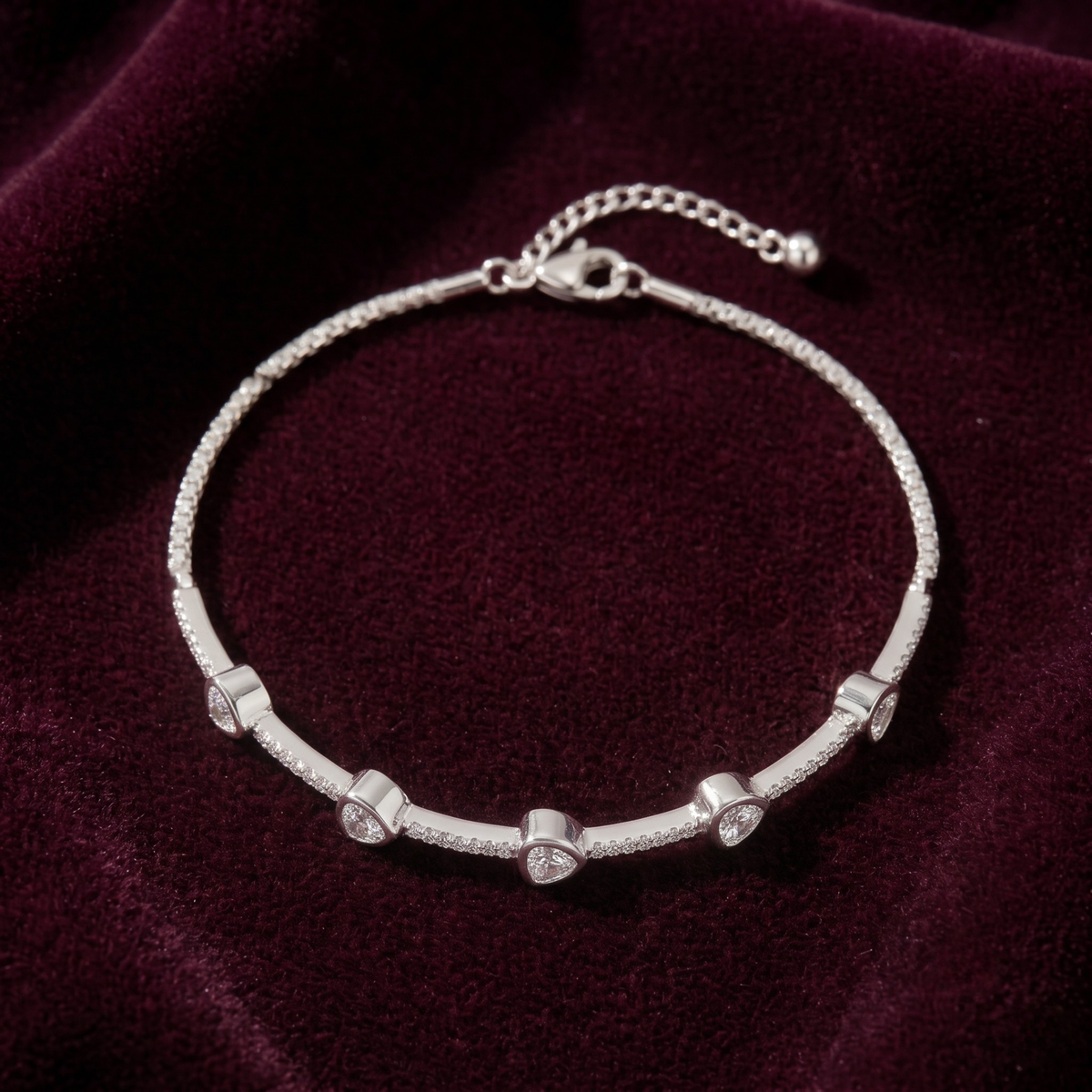 Modern Trillion Cut Tennis Bracelet in 925 Sterling Silver