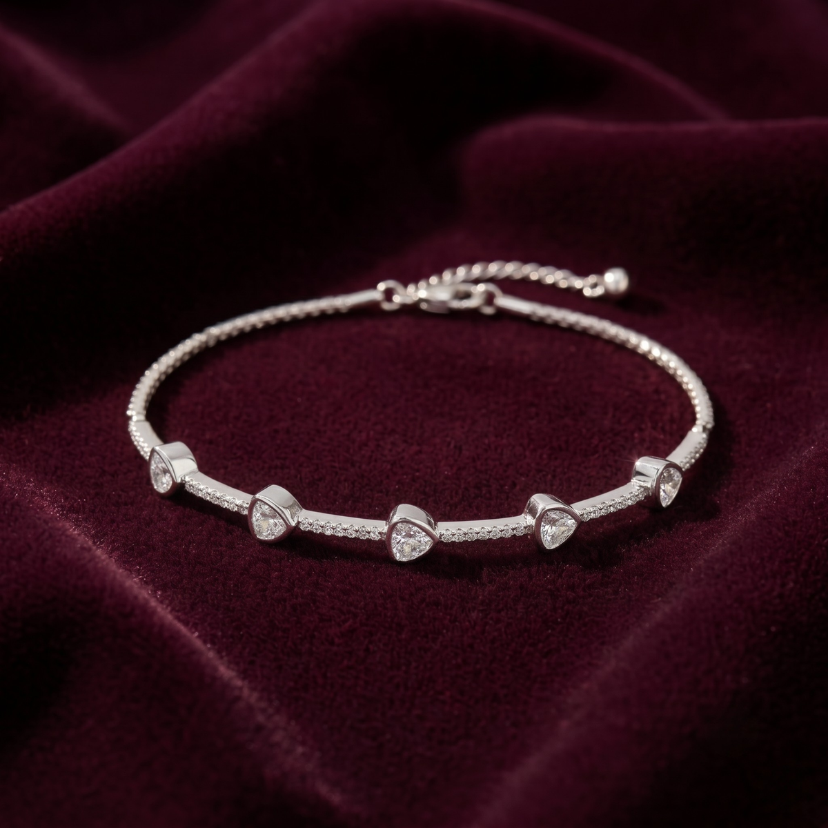 Modern Trillion Cut Tennis Bracelet in 925 Sterling Silver