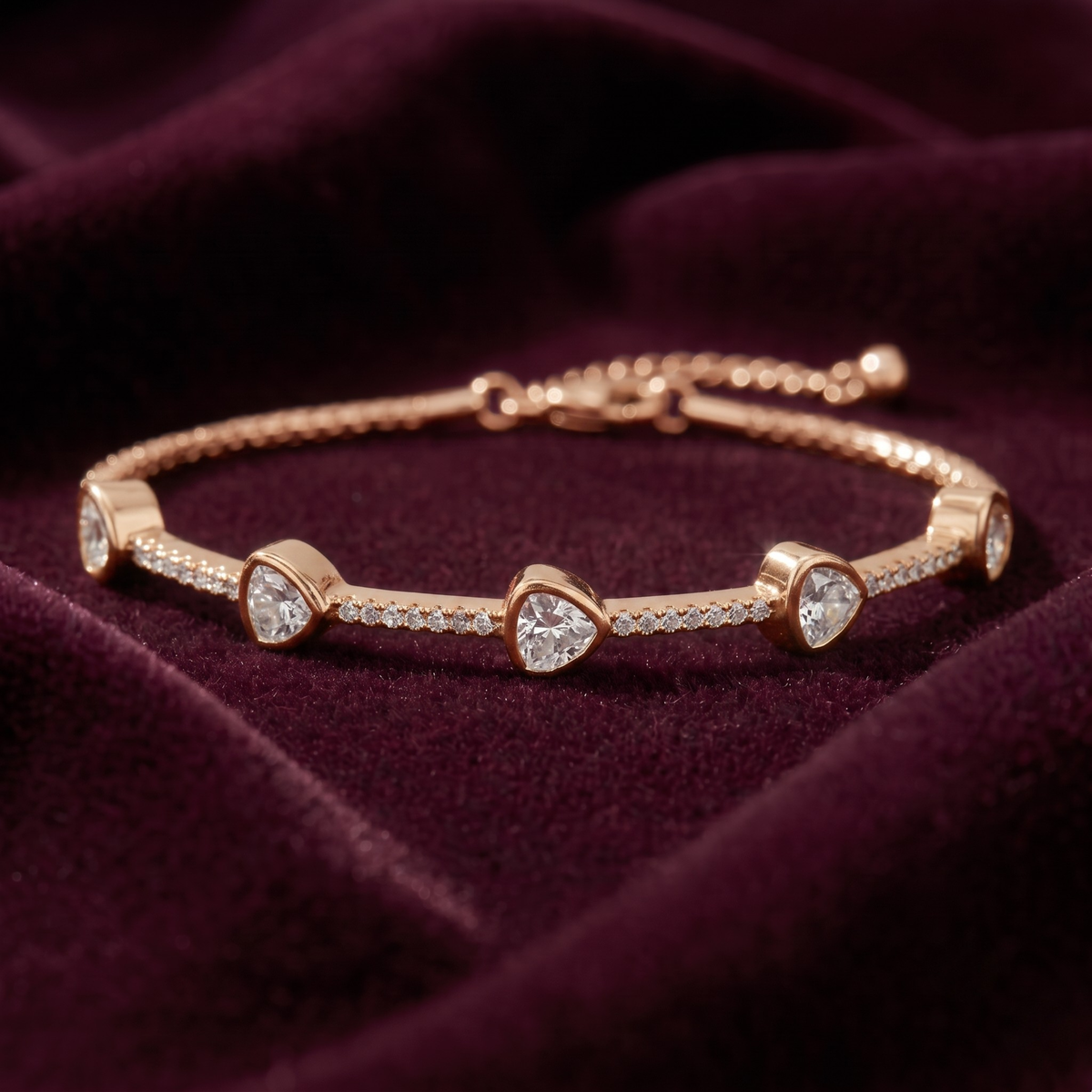 Modern Trillion Cut Tennis Bracelet in 925 Sterling Silver