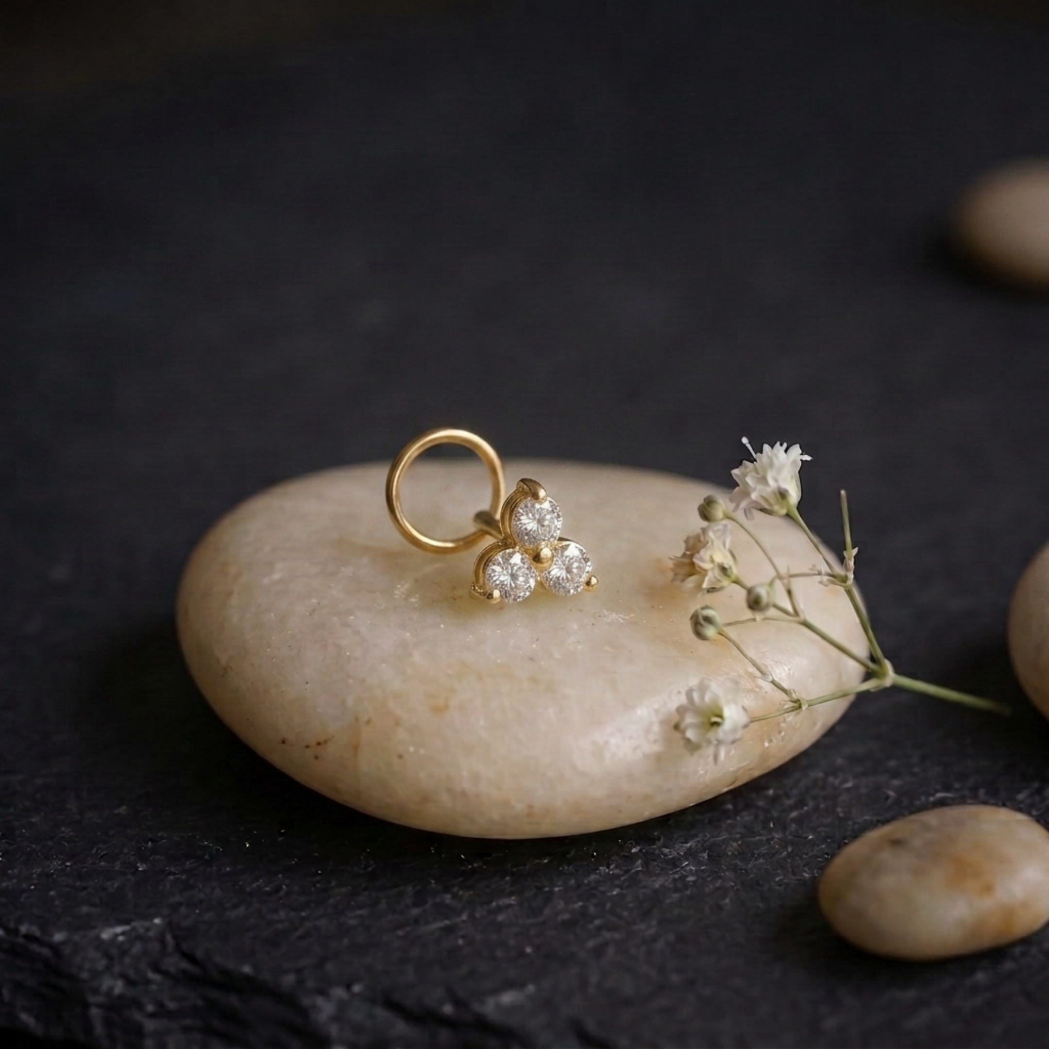Trinity Cluster Nose Pin in 925 Sterling Silver