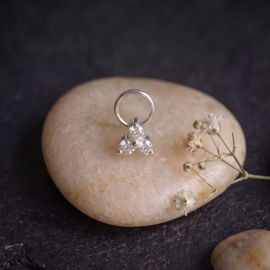Trinity Cluster Nose Pin in 925 Sterling Silver