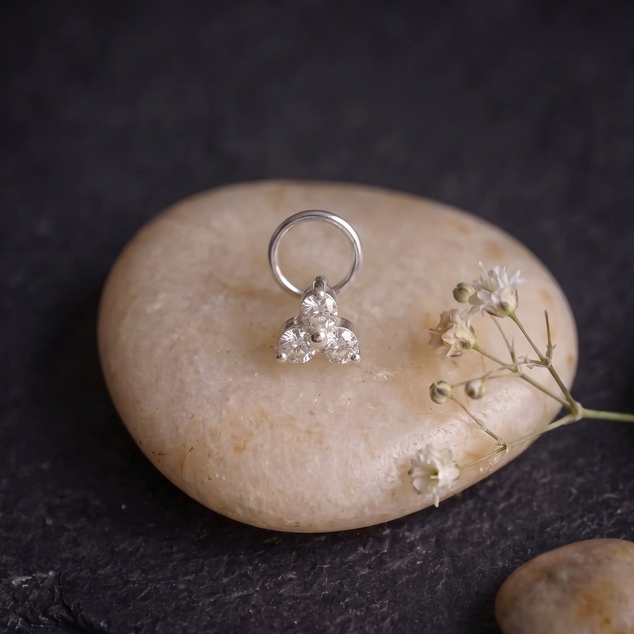 Trinity Cluster Nose Pin in 925 Sterling Silver
