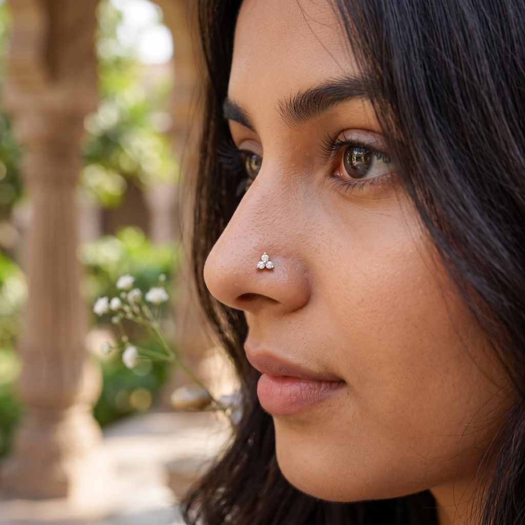 Trinity Cluster Nose Pin in 925 Sterling Silver