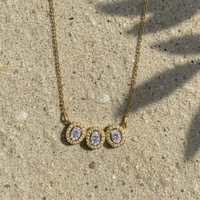 Trinity Oval Halo CZ Pendant | 925 Sterling Silver