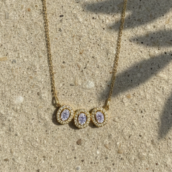 Trinity Oval Halo CZ Pendant | 925 Sterling Silver