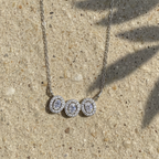 Trinity Oval Halo CZ Pendant | 925 Sterling Silver
