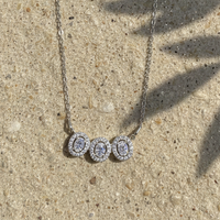 Trinity Oval Halo CZ Pendant | 925 Sterling Silver