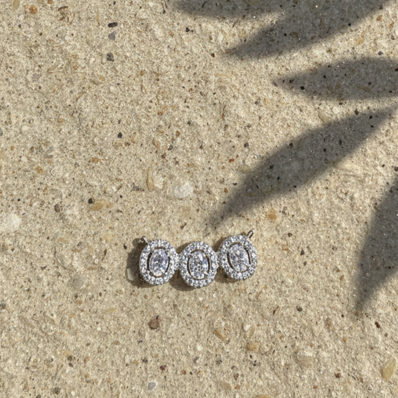 Trinity Oval Halo CZ Pendant | 925 Sterling Silver
