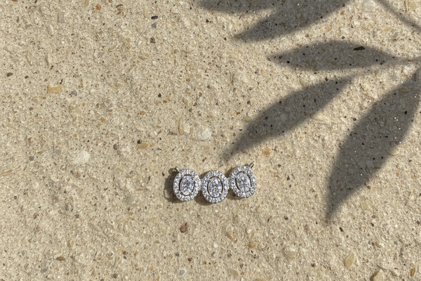 Trinity Oval Halo CZ Pendant | 925 Sterling Silver