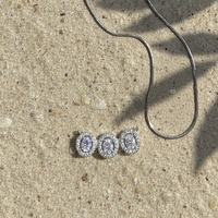 Trinity Oval Halo CZ Pendant | 925 Sterling Silver