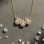 Trinity Pear Halo CZ Pendant | 925 Sterling Silver