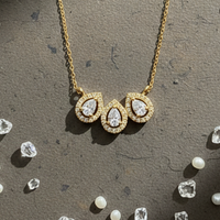 Trinity Pear Halo CZ Pendant | 925 Sterling Silver