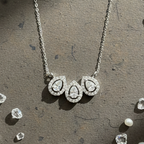 Trinity Pear Halo CZ Pendant | 925 Sterling Silver