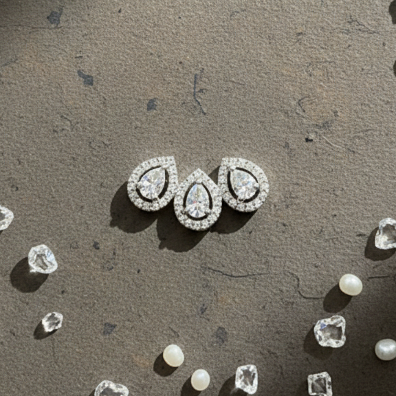 Trinity Pear Halo CZ Pendant | 925 Sterling Silver