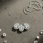 Trinity Pear Halo CZ Pendant | 925 Sterling Silver