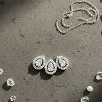 Trinity Pear Halo CZ Pendant | 925 Sterling Silver