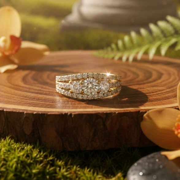 925 Sterling Silver Trinity Three-Stone Adjustable Ring
