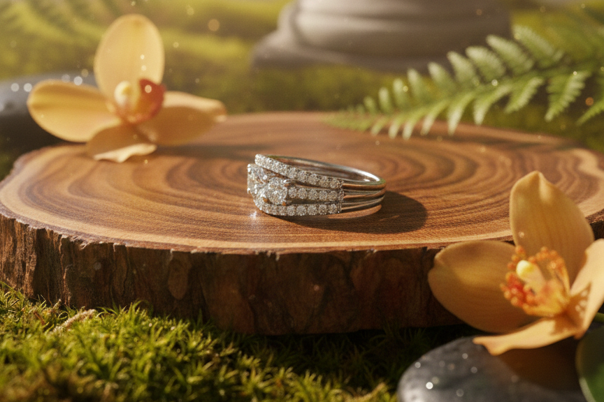 925 Sterling Silver Trinity Three-Stone Adjustable Ring