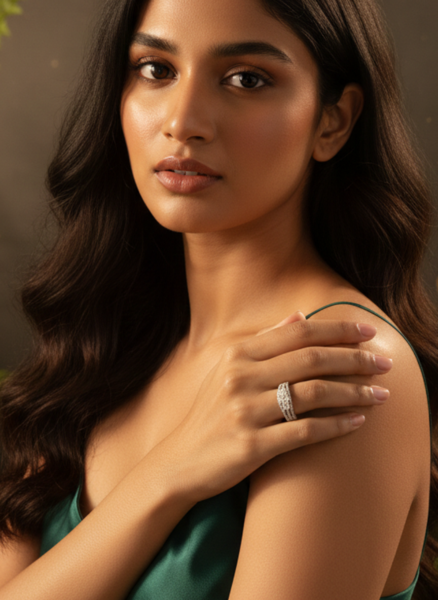 925 Sterling Silver Trinity Three-Stone Adjustable Ring