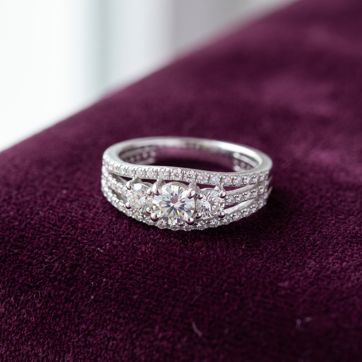 925 Sterling Silver Trinity Three-Stone Ring