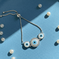 Triple Evil Eye Protection Bracelet in 925 Sterling Silver