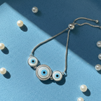 Triple Evil Eye Protection Bracelet in 925 Sterling Silver
