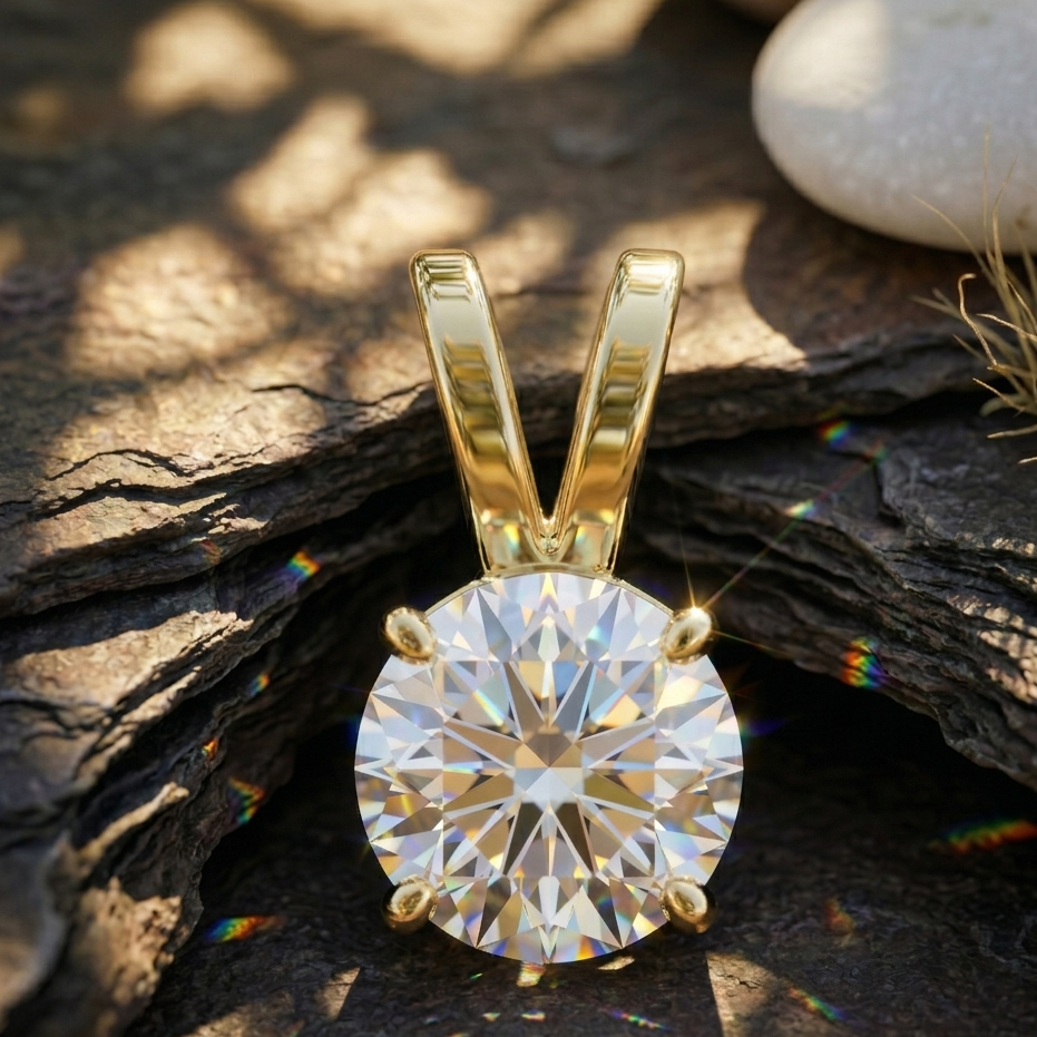 Modern V-Loop Solitaire Pendant | 925 Sterling Silver