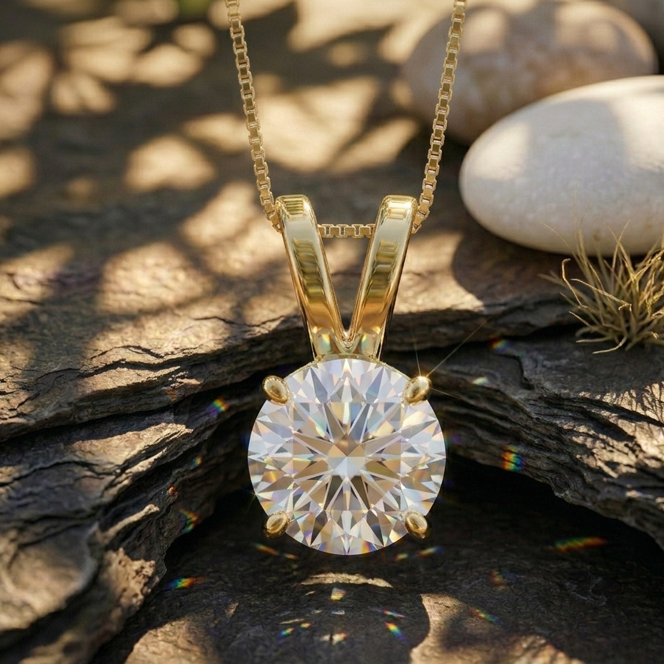 Modern V-Loop Solitaire Pendant | 925 Sterling Silver