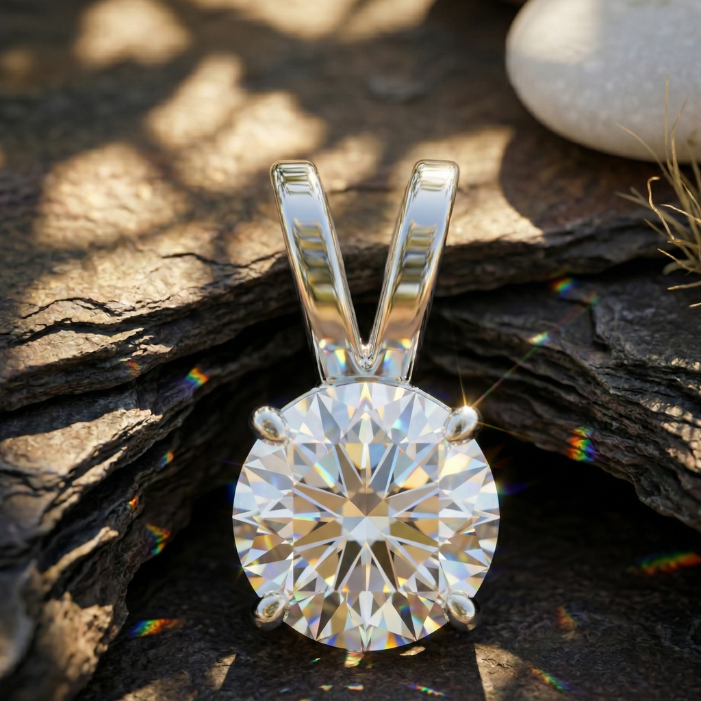Modern V-Loop Solitaire Pendant | 925 Sterling Silver