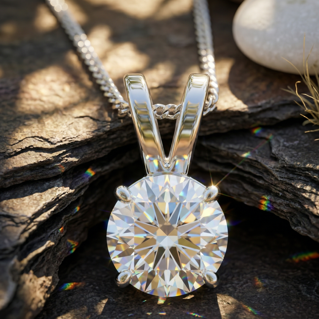 Modern V-Loop Solitaire Pendant | 925 Sterling Silver