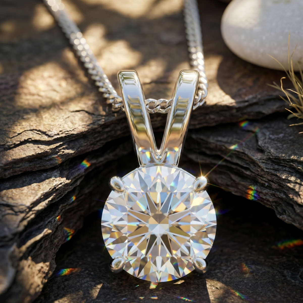 Modern V-Loop Solitaire Pendant | 925 Sterling Silver