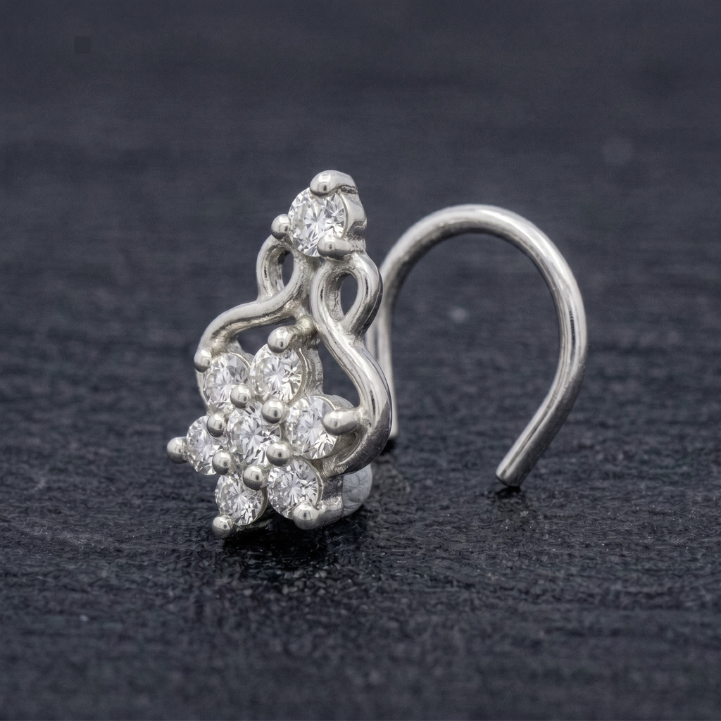 Vintage Paisley Nose Pin in 925 Sterling Silver